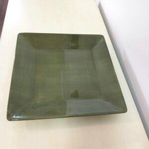 Corsica green glazed plate - 10 x 10 inches